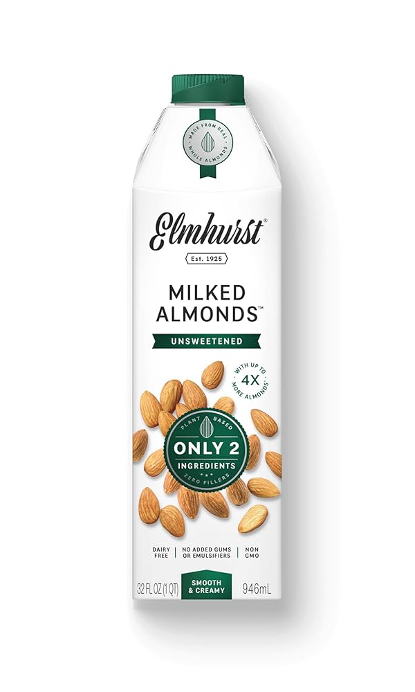 milk♪ Amazon.com: ELMHURST Unsweetened Almond Milk, 32 FZ