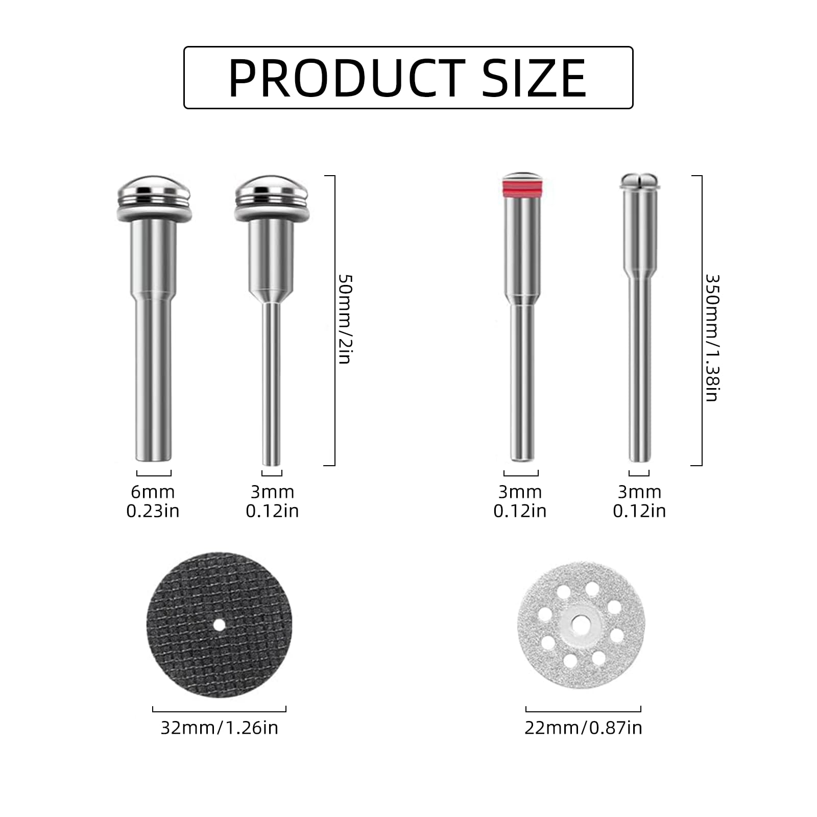 Zestaw 32 tarcz tnących do Dremel i innych narzędzi obrotowych, w tym ostrza HSS, tarcze diamentowe i żywiczne, trzpienie 3 mm, do drewna, plastiku, miękkiego metalu, kamienia, włókna szklanego