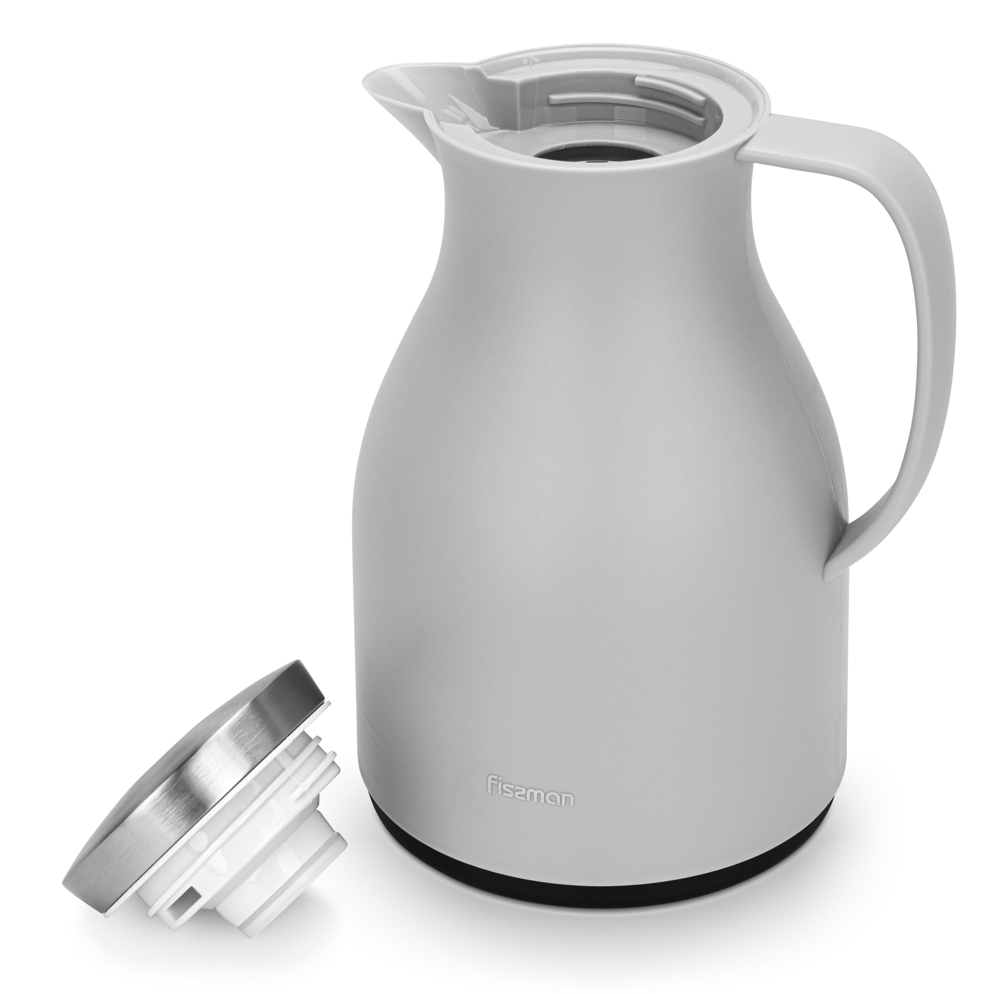 Sponsored Ad – Vacuum Insulated Flask, 1000 ml, Modern Dallah, Stainless Steel Lid, Pink Glass Liner, Matte Plastic Body, Hot/Cold, Leak-Proof, Tea & Coffee, Indoor/Outdoor, 1 Litre (Light Grey)