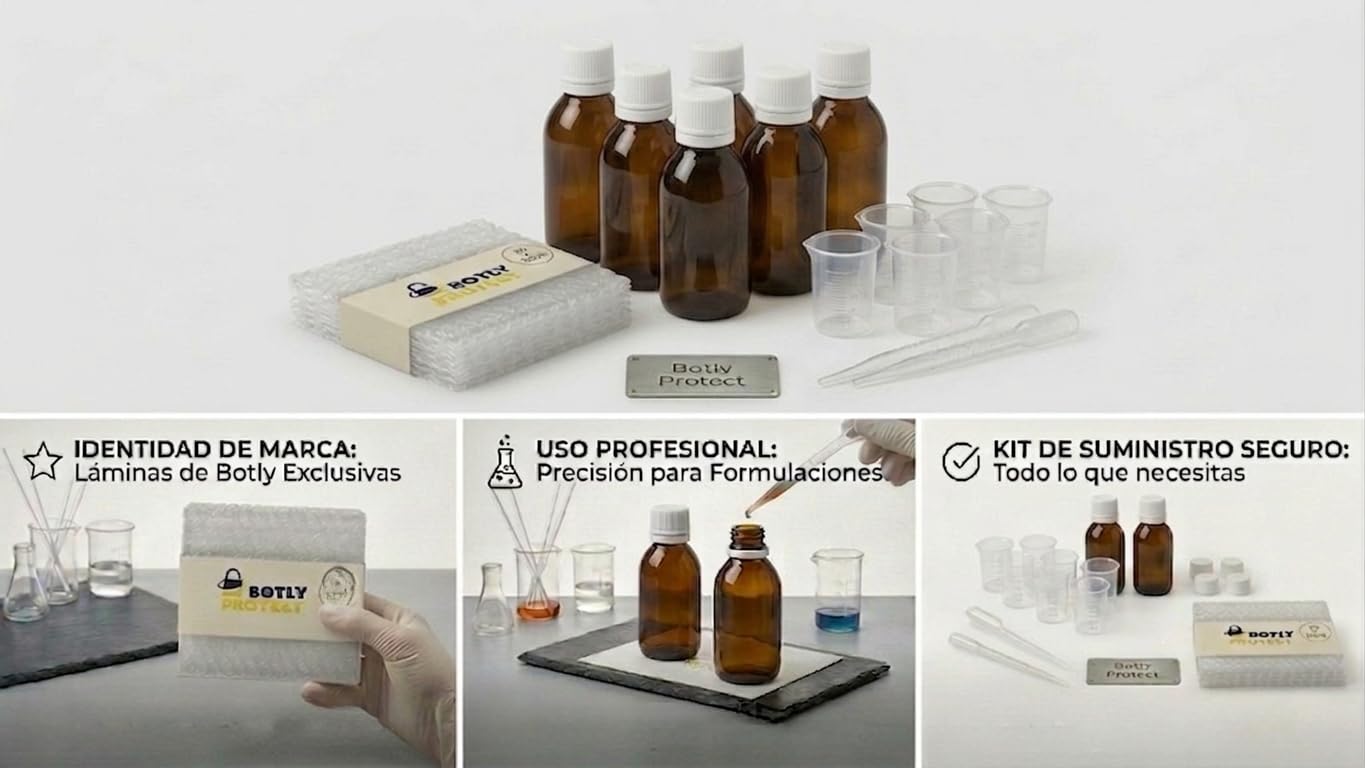 OTLY PROTECT 6x250ml Braunglasflaschen Set – UV-Schutz Glasflaschen inkl. Dispenser, Deckel, Schutzfolien & sterile Pasteurpipetten – Wiederverwendbare Aufbewahrungsbox für Apotheke & DIY
