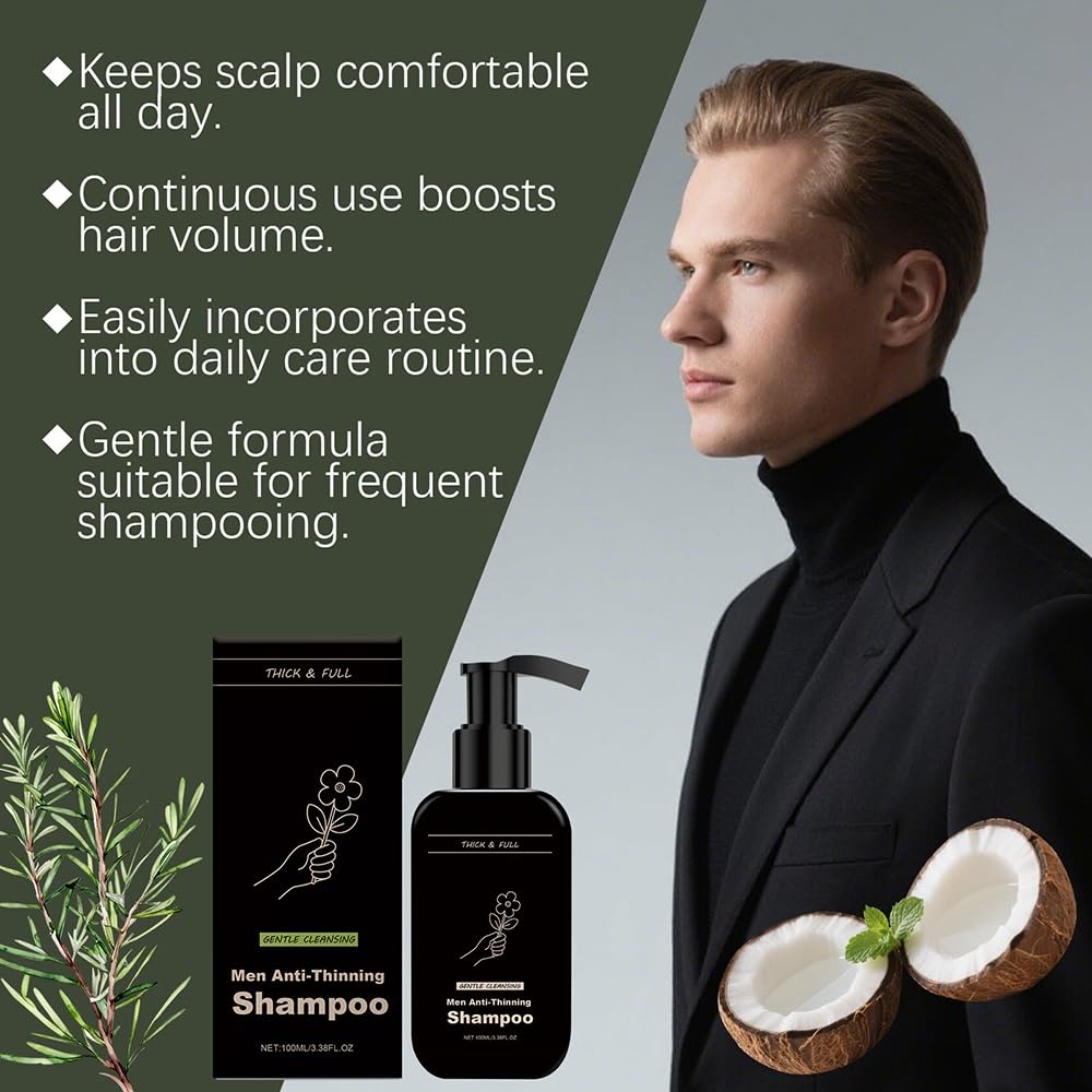 Shampoo volumizzante for uomo alla biotina e rosmarino, detergente nutriente delicato for il cuoio capelluto, for capelli completamente rinfrescati