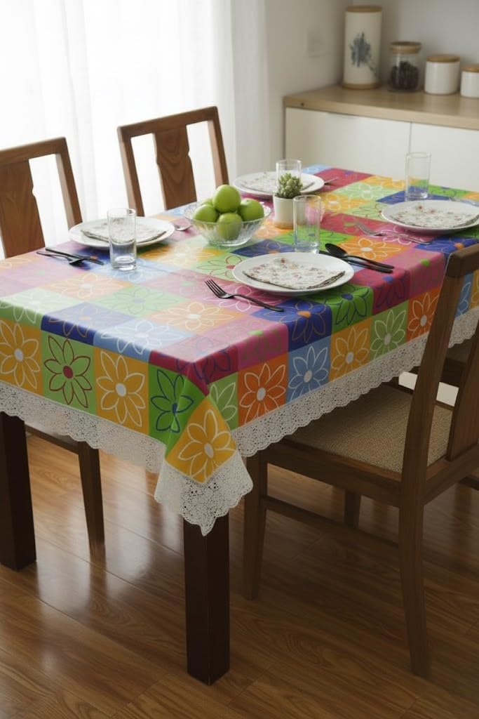 CASA-NEST Thick Rectangular Rectangular Center Table Cover for2-4 Seaters, 40X60 (Width x Length) inch (Multicolour) printed001