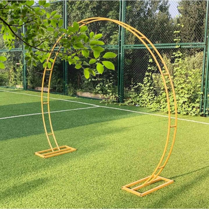 Heavy Duty Metal Wedding Arch - Round Rose Garden Arbor with Bases, Anti-Rust Circle for Party Decoration, Moon Gate - 2.4x2.8m, Elegant Black Finish