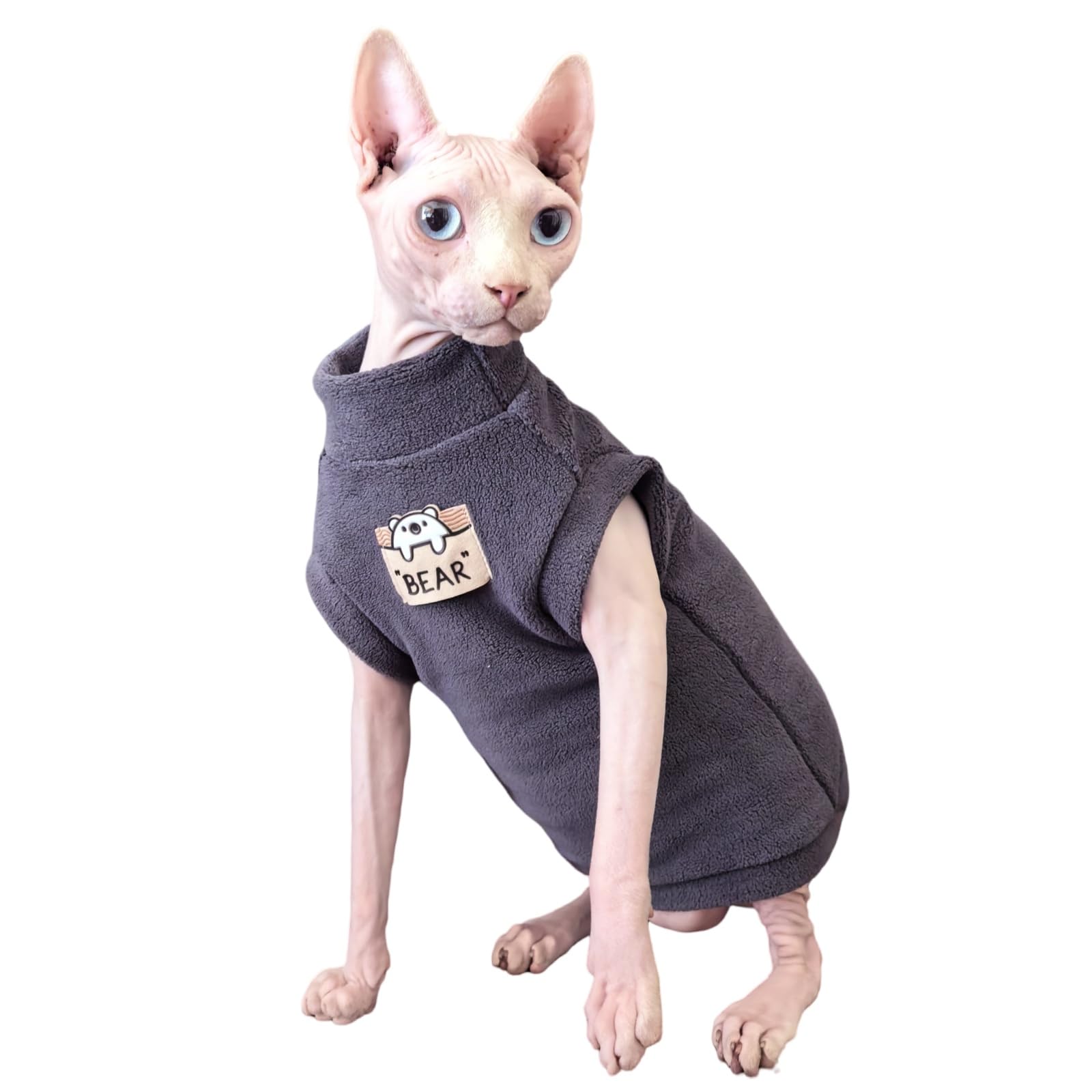 Sphynx Cat Clothes Hairless Cat Warm Fleece Vest Elastic Winter Sweater Outfit, Pet Clothes for Sphynx Cat Coat for Cats and Small Dogs Apparel,