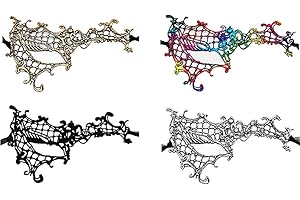 4 Pcs Masquerade Masks Multicolored Lace One-Eyed Half Face Masks