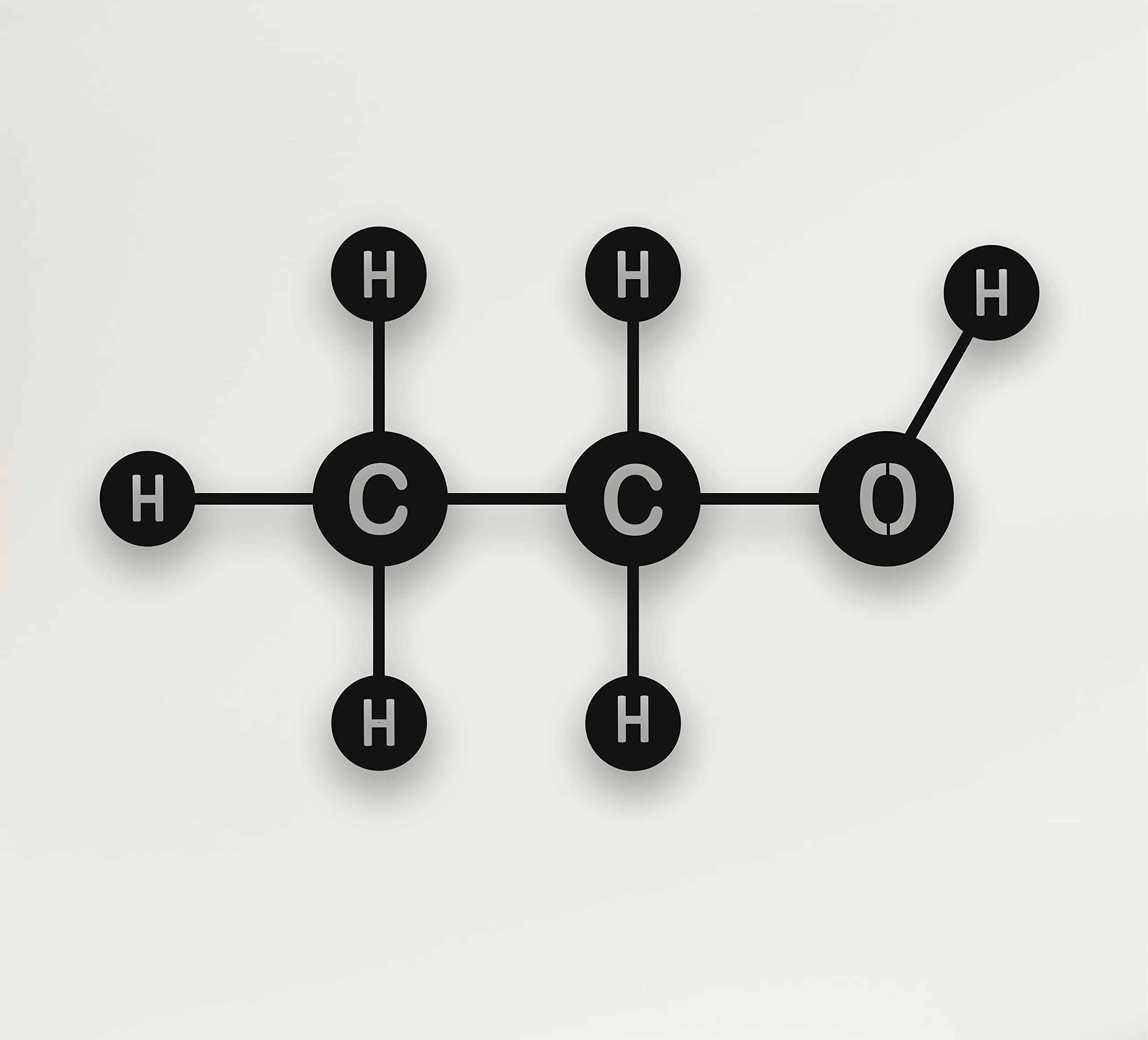 DEKADRON - Cuadro decorativo de pared de metal, molécula de etanol, símbolo Nerd Art, ciencias artísticas, biología química artística (18" W x 11" H 45 x 27 cm)