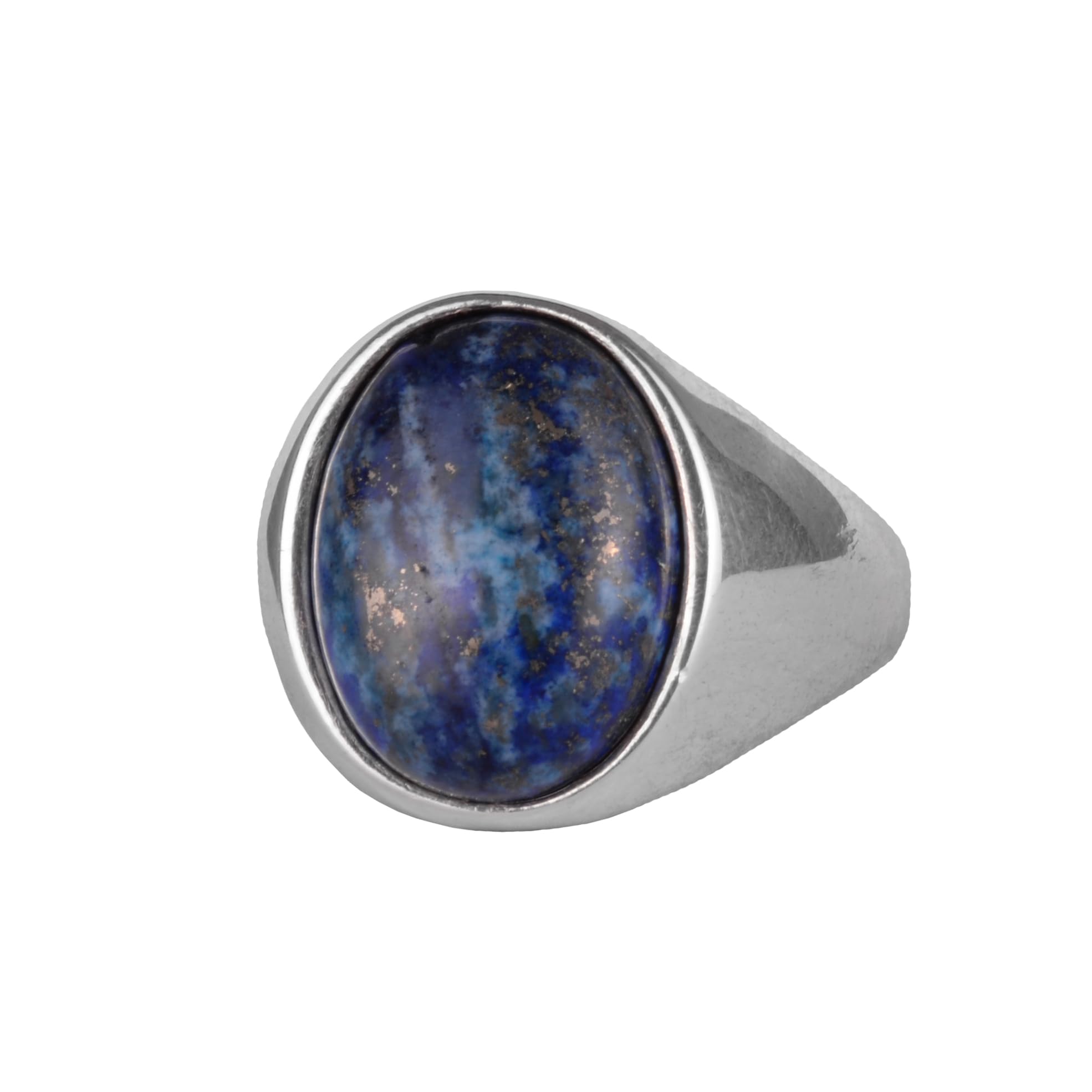 KAMBO Natural Men’s Ring – 925 Sterling Silver Minimalist Oval Gemstone Ring – Handmade Classic Statement Jewelry