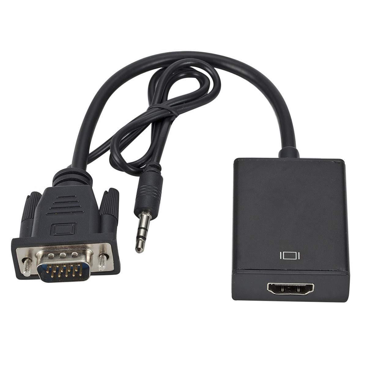 DFine VGA Male to HDMI Female Output 1080P HD + Audio Cable - TV AV Video Cable Converter Adapter