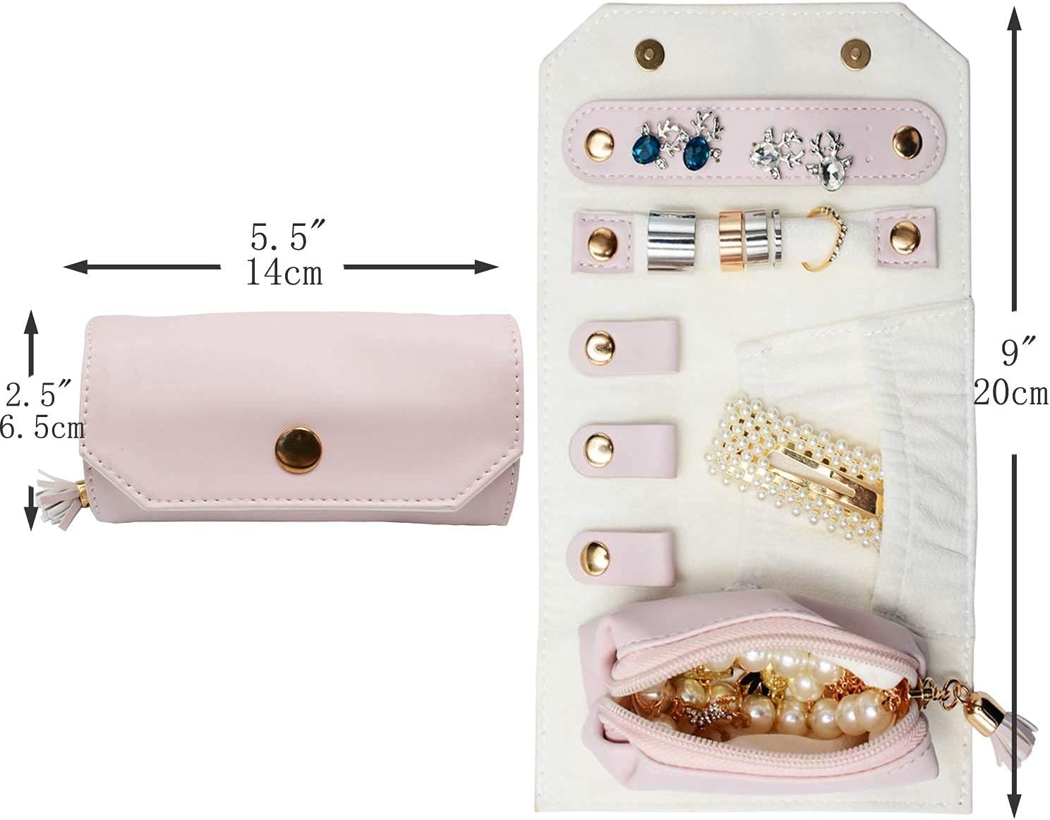 Jewelry Organizer,Foldable Jewelry Organizer Box Roll Up Bag,Newly Soft Jewelry Hanging Bag for Jewelry,Charms,Necklace,Rings,Bracelets,Earrings,Ideal Gift for Lover,Women,Co-workers