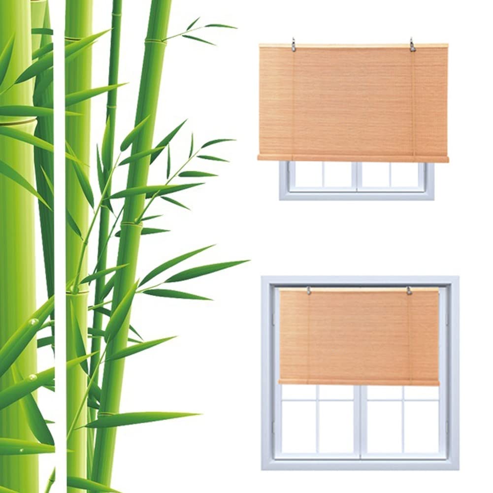 Natürliche Bambus Raffrollo, Rollo Jalousine für Türen/Balkon/Garten/Wohnzimmer, 60% Sonnenschutz Vorhänge, Holzrollos (Size : W80xH90cm/32x36inch)