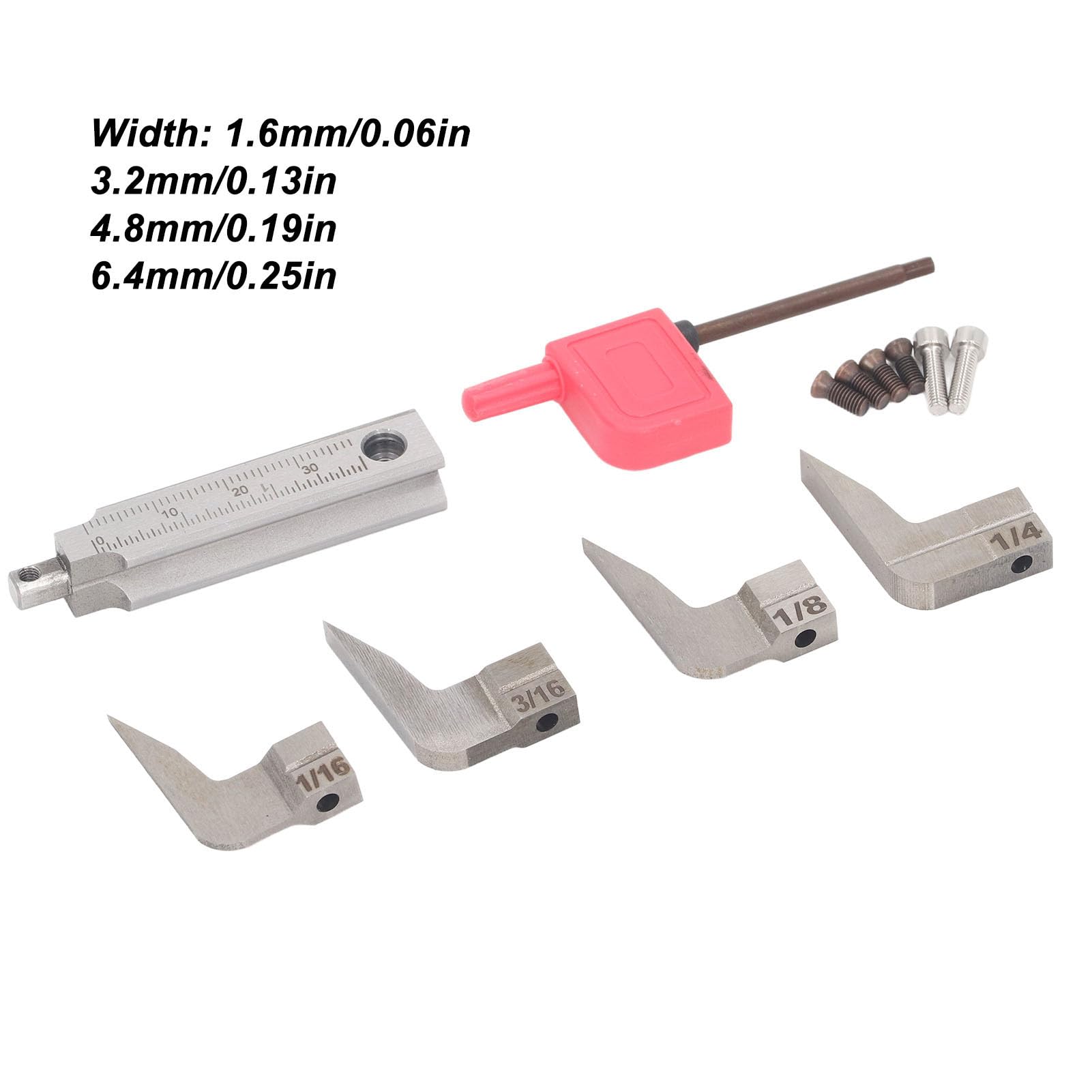 Juego de 4 cuchillas para cepillo de mesa, cuchillas de repuesto para cepillo manual en anchos de 1/16, 1/8, 3/16 y 1/4 de pulgada, cuchillas de carburo para trabajar la madera con