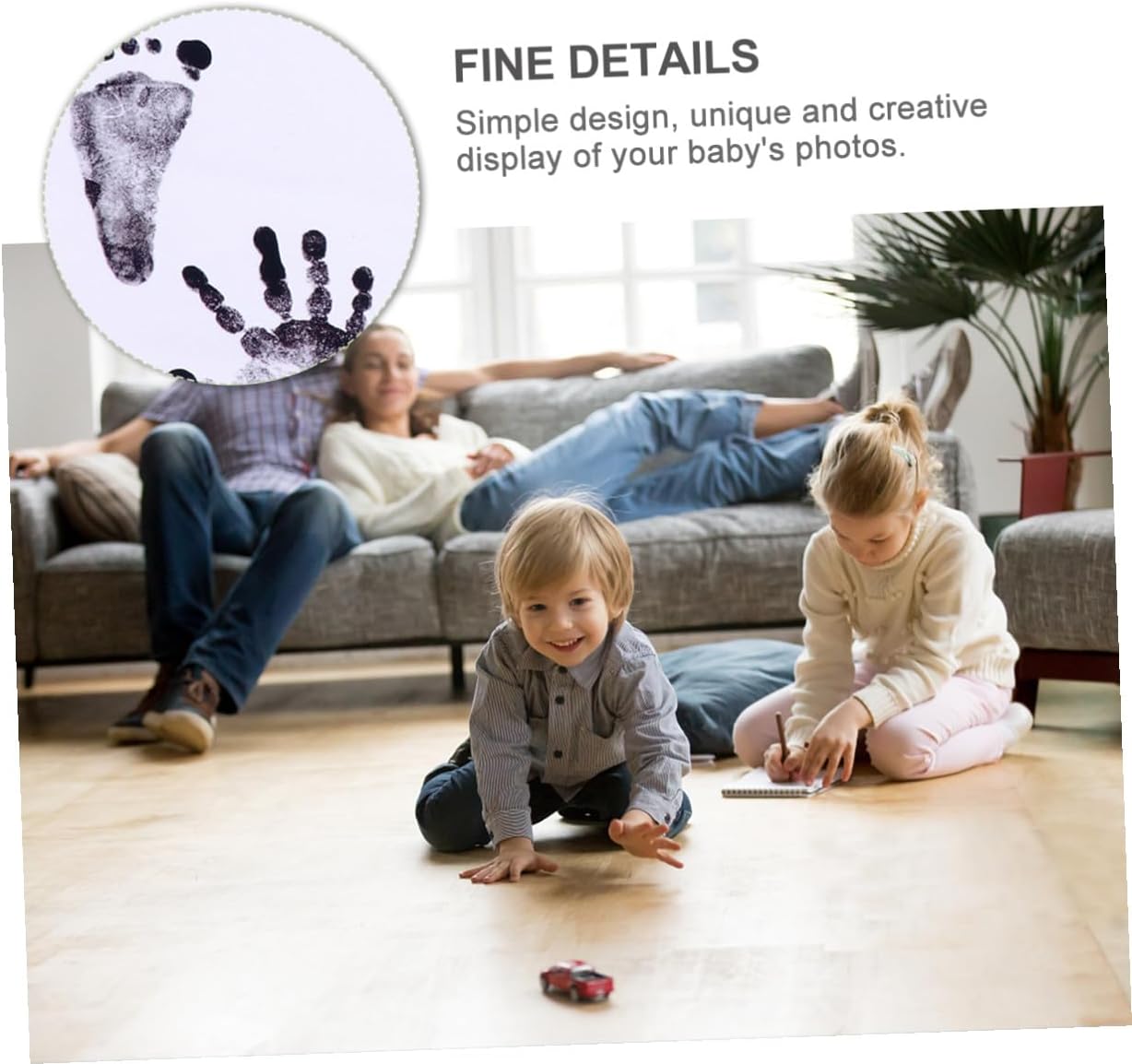 Creative Handprint and Footprint Photo Frame for Newborns, White PP Plastic Growth Record Picture Holder, Nursery Keepsake for Memories