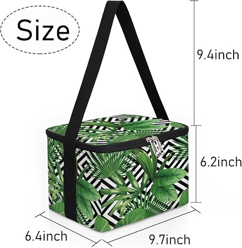 Miniatura 7 de Striped Leaves Insulated Lunch Bag Women Reusable Lunch Tote Square Meal Bag for Adults Men Cooler Lunch Box for Work Travel Picnic Food