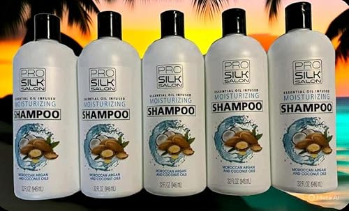 (5 PACK) Pro Silk Moisturizing Shampoo with Moroccan Argan Oil, Coconut Oil, Essential Oils, 32 Oz (Free access to Anti-Cancer, Vitamin, Quantum media library)