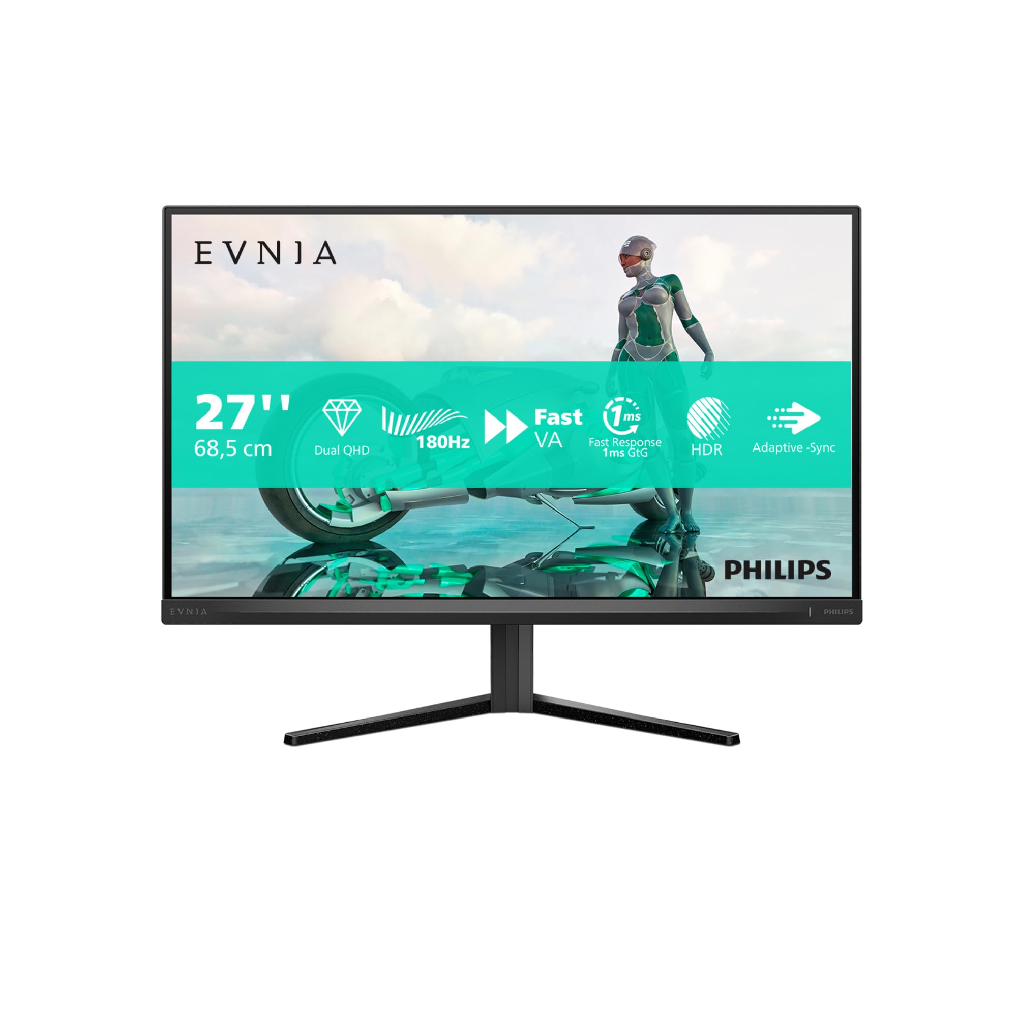 PHILIPS Evnia 27M2N3500NL - 27-calowy monitor gamingowy QHD, 180 Hz, 1 ms, FreeSync Prem (2560 x 1440, DisplayPort, HDMI) czarny/szary