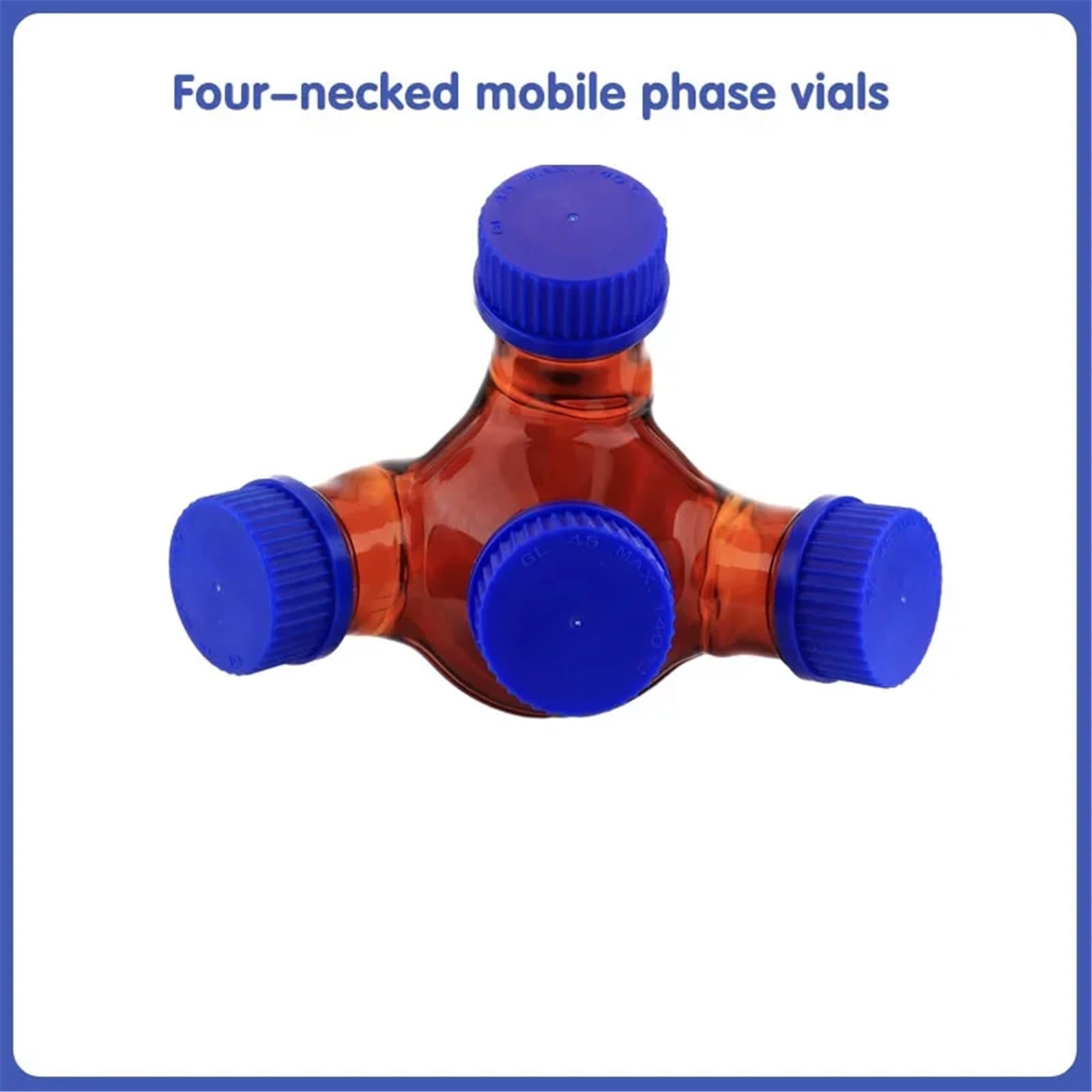 Viales de fase móvil de dos, tres o cuatro bocas con tapa de rosca marrón for cromatografía líquida HPLC de laboratorio(Three-necked250ml)