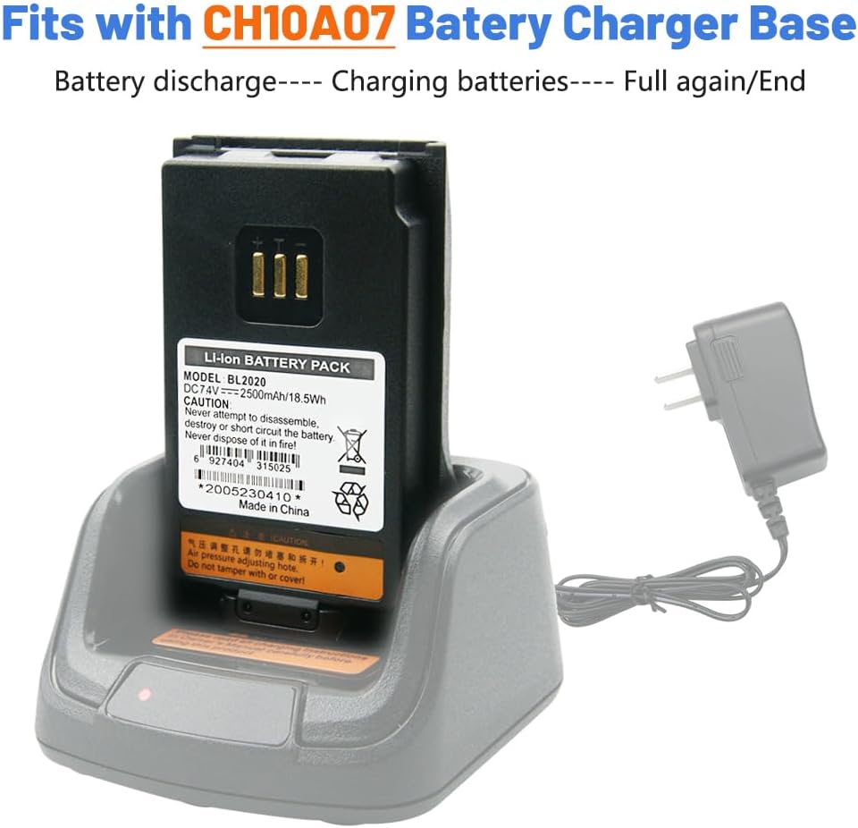 2x BL2020 Battery BL2010 Battery [Upgraded] for Hytera HYT PD562 PD412 PD506 PD602 PD602G PD606 PD606G PD662 PD662G PD682 PD682G UL913 PD402i PD412i PD482i PD502i PD562i PD602i Battery(Thick,2500mAh)