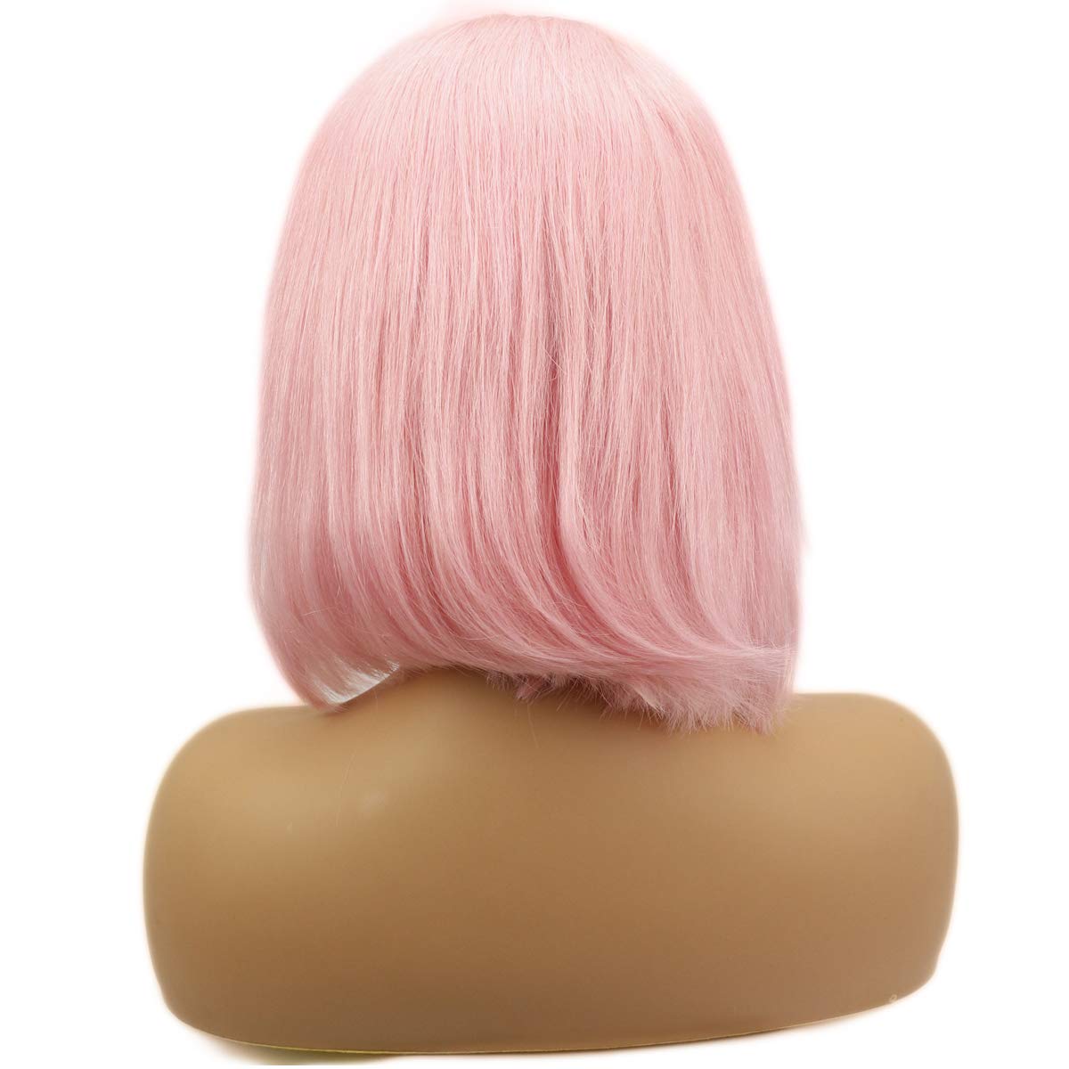Dreambeauty Short Bob 13x4 inch Lace Front Human Hair Bob Wigs 150% Density Straight Hair Pre Plucked with Baby Hair Free Part for Women (10 inch, #Pink)