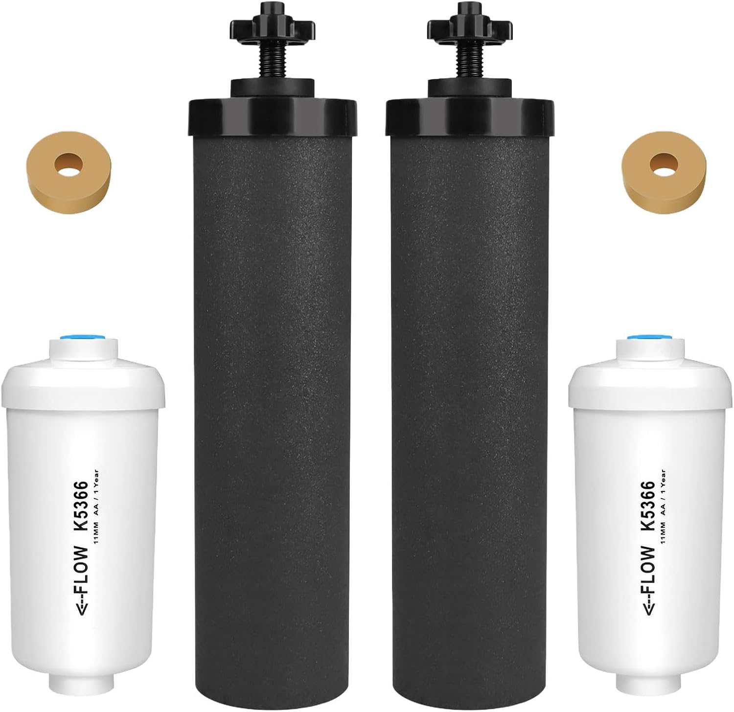 Gravity Water Filter Replacement for Berkey®, 4-Pack Purification Elements - 2 BB9-2® Black Carbon & 2 PF-2® Fluoride Filters, Compatible with Berkey® Gravity Filtration Systems