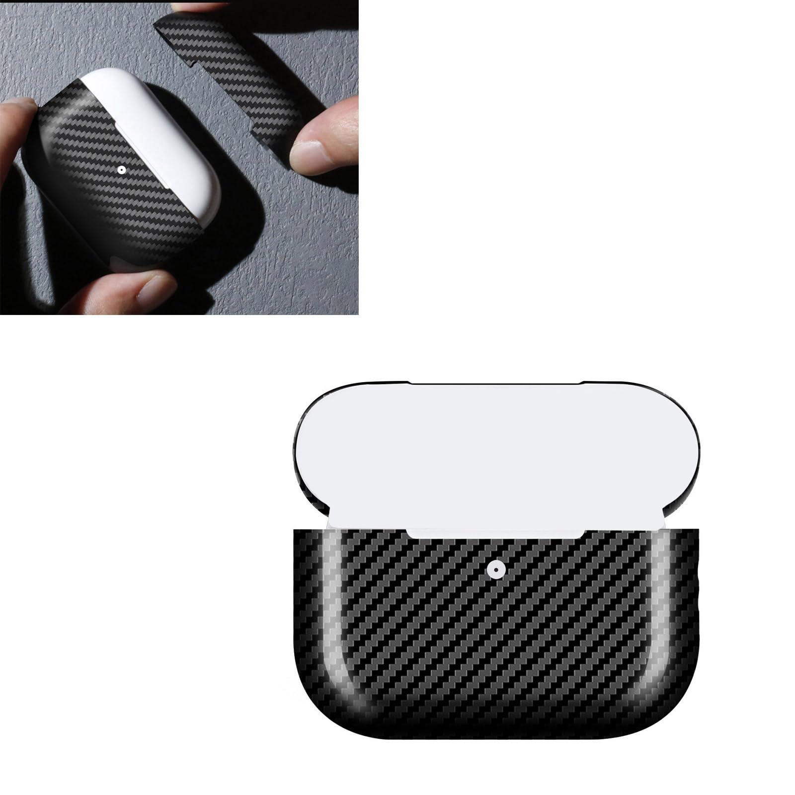 Étui élégant en carbone pour écouteurs avec compatibilité de charge et coque en carbone sécurisée