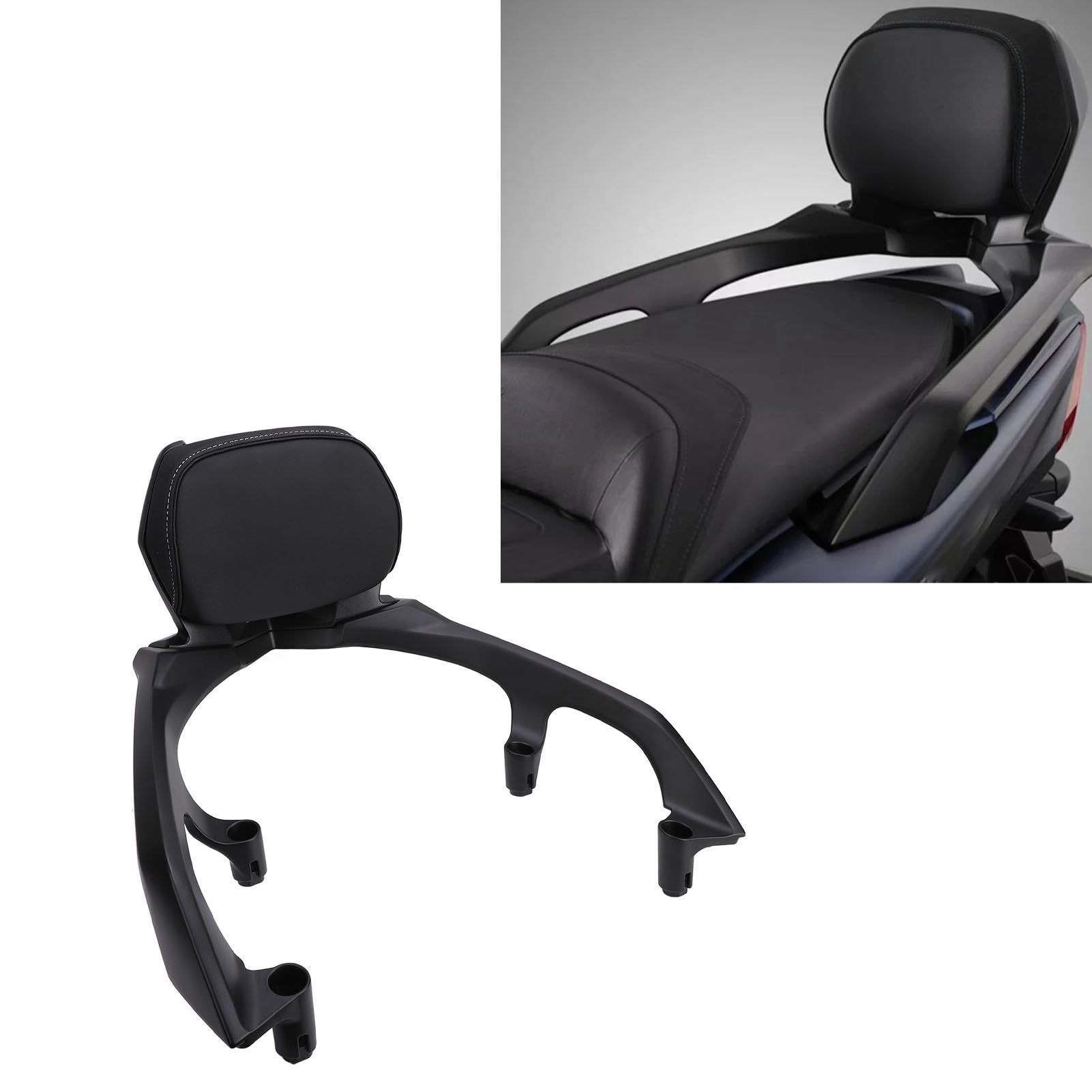 Qqmora Dossier de Siège Passager de Moto, Dossier de Siège Arrière, de Passager, Réduction de la Résistance au Vent, Support Lombaire avec Coussin de Cadre pour Tmax 530