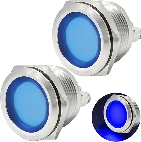 Miniatura 8 de ZGSZJHF Luz indicadora 0.866 in lámpara de señal verde 12V24V DCAC impermeable IP67 0.87 "agujero de montaje de acero inoxidable LED piloto tablero