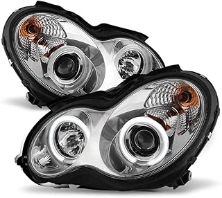 ACANII - For [Halogen Model] 2001-2007 Mercedes-Benz W203 C230 C240 C320 LED CCFL Chrome Projector Headlights Headlamps - coolthings.us