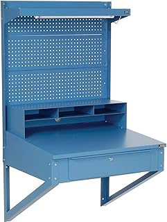 Global Industrial Shop Desk Wall Mount with Pegboard Riser, 34-1/2