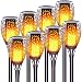 8 Packs LED Solar Outdoor Dancing Flickering Flames Torch Light Landscape Decoration Path Patio Driveway Garden Yard Waterproof Tiki Lantern Lamp