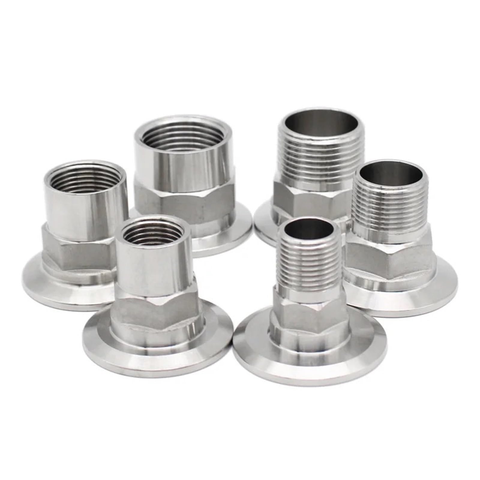 Liuch Men's Dn50 1/2" 3/4" 1" 11/2" 2" Ss304 Stainless Steel Dn15 Sanitary Threaded Hexagon 50.5 Ferrule Pipe Fitting Tri Clamp Adapter Cast(Dn50)