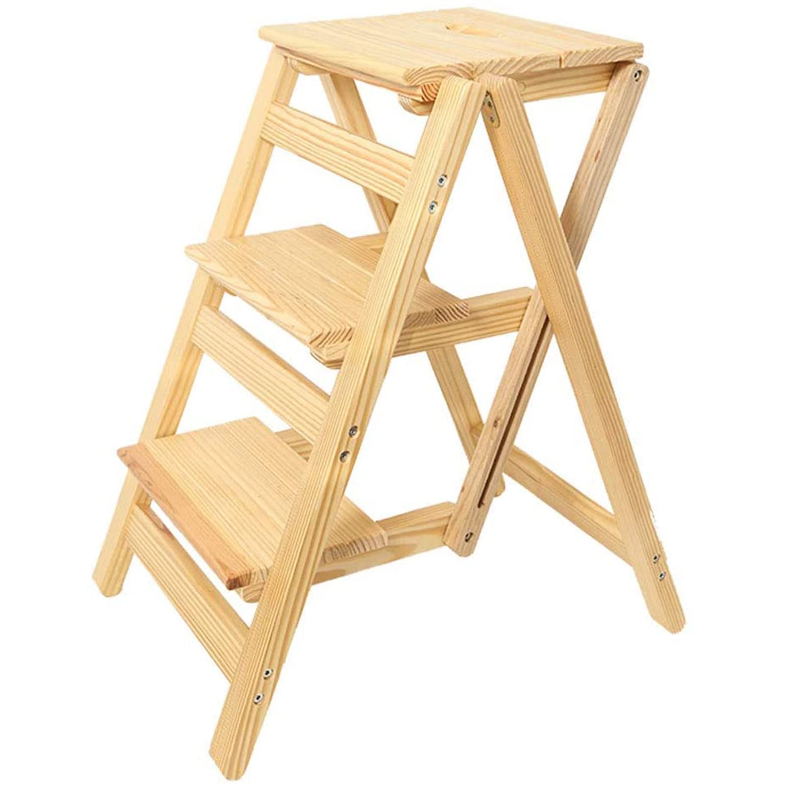 Escabeau pliant 3 niveaux en bois massif pour prendre soin de votre foyer