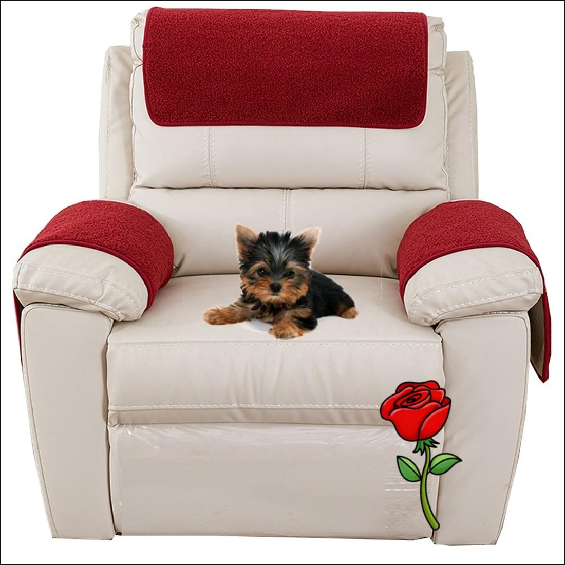 Miecoae Sofa Armchair Covers Armrest Headrest Slipcovers Recliner Chair Arm Cover Armchair Cover for Leather Sofa Couch Protector(1875,1 Seater 3 piece)