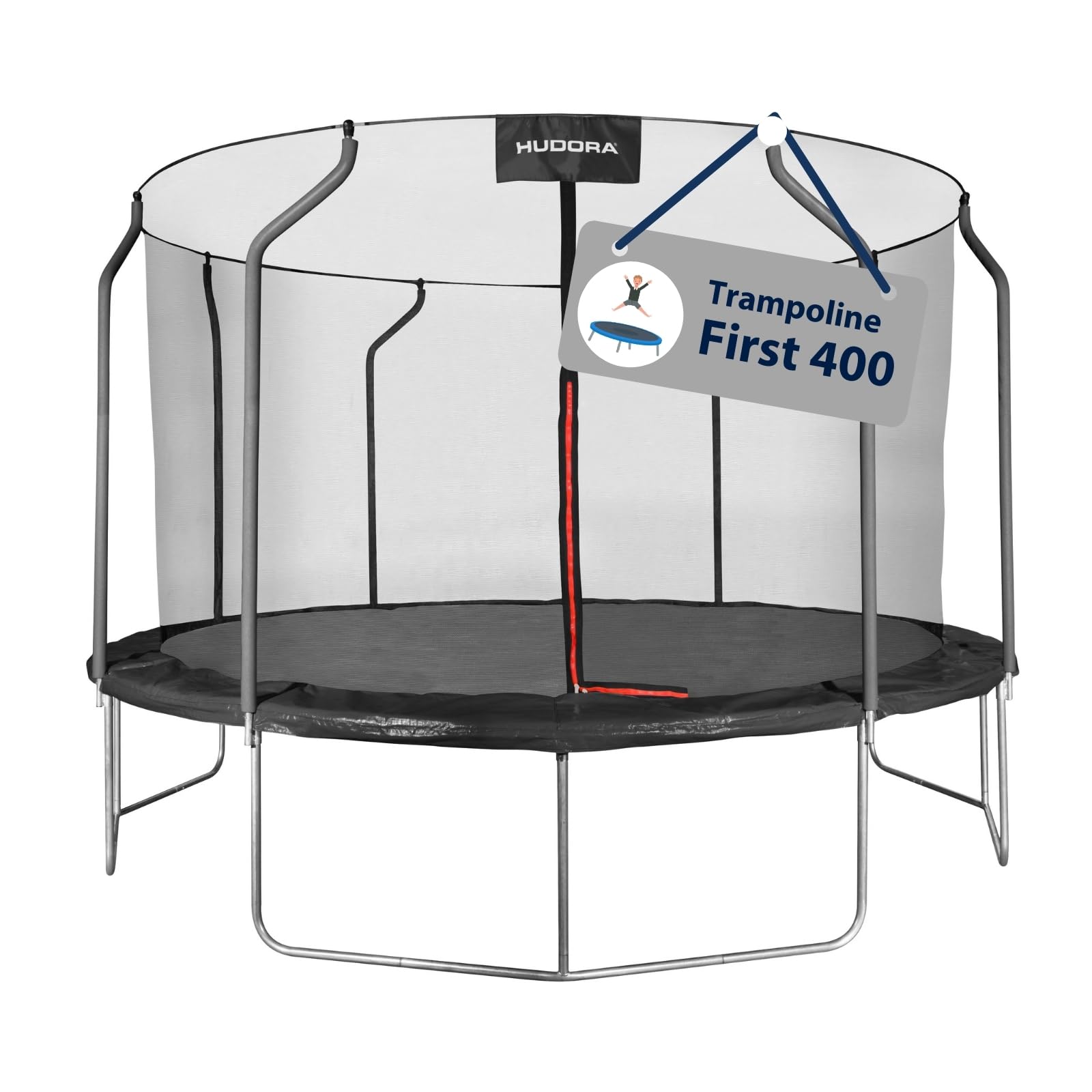 HUDORA First trampolina ogrodowa 400 V z siatką zabezpieczającą, trampolina ogrodowa na świeżym powietrzu, dla dzieci