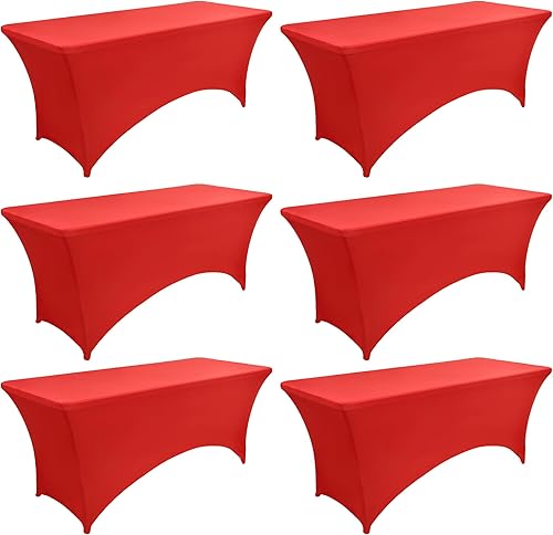 Miniatura 113 de Paquete de 2 Cubiertas de Mesa de Spandex Negro de 6 pies para Mesas Plegables Rectangulares Estándar - Manteles Elásticos Resistentes a las Arrugas