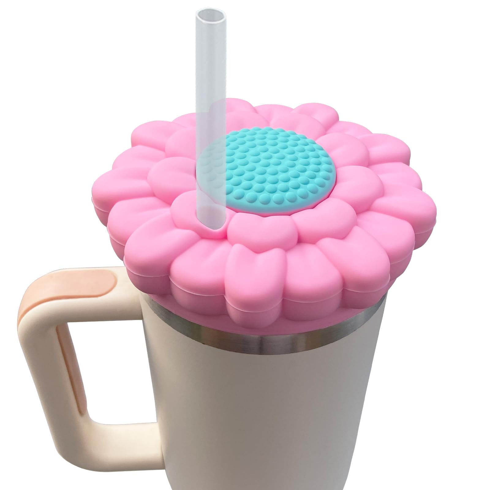 Lid Cover Dustproof for Stanley 40 Oz Tumbler with Handle, Dust Covers for Stanley Quencher H2.0, Silicone Dust Covers for Stanley Cup Accessories. (Pink)