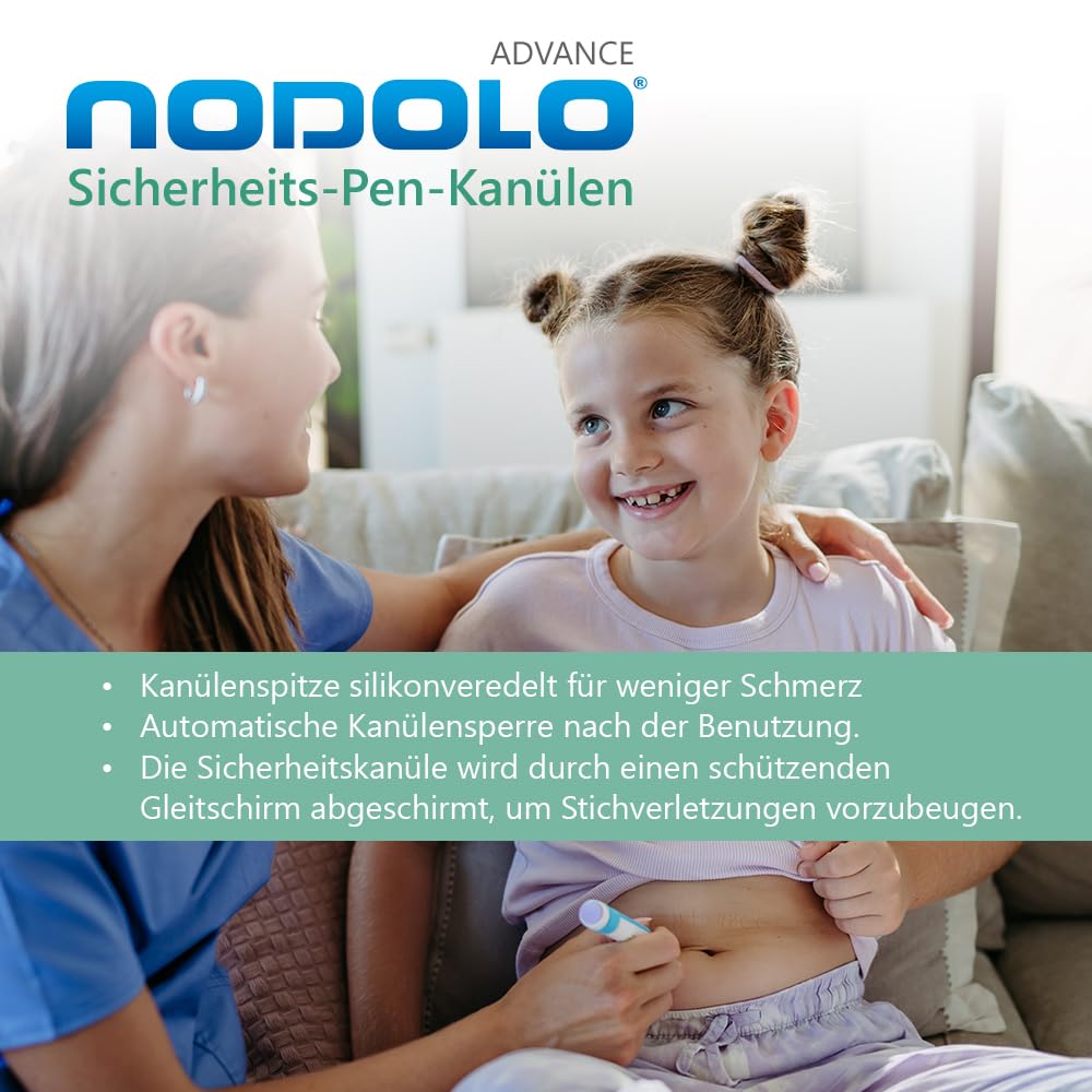 Sicherheits Pen Nadeln (8 mm) - Sterile Insulin Pen Kanülen mit Nadelschutz - Einweg Insulinnadeln - 100 Stück - 31 G - Passend für alle gängigen Insulin Pens - Sicherheit bei jeder Injektion