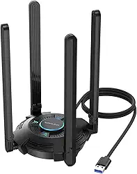 WAVLINK AX5400 Adaptador USB WiFi para PC, adaptador USB WiFi 6 com Tri-Band 6GHz/2402Mbps, 5GHz/2402Mbps, 2,4GHz/573Mbps, 4x5 dBi antenas, OFDMA, WPA3, apenas para Windows 11/10
