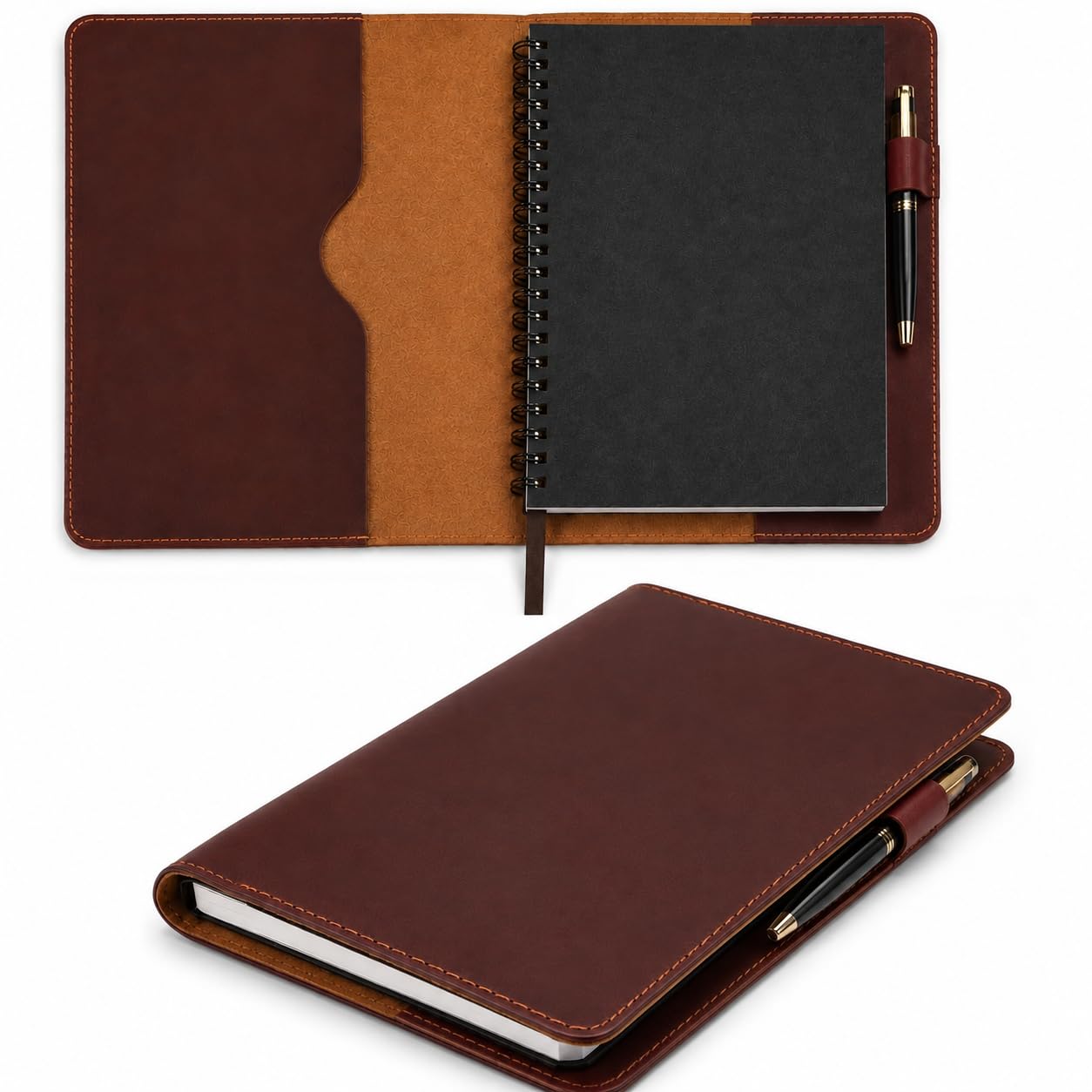 Couverture de journal rechargeable XXL en cuir Bordeaux 21,6 x
