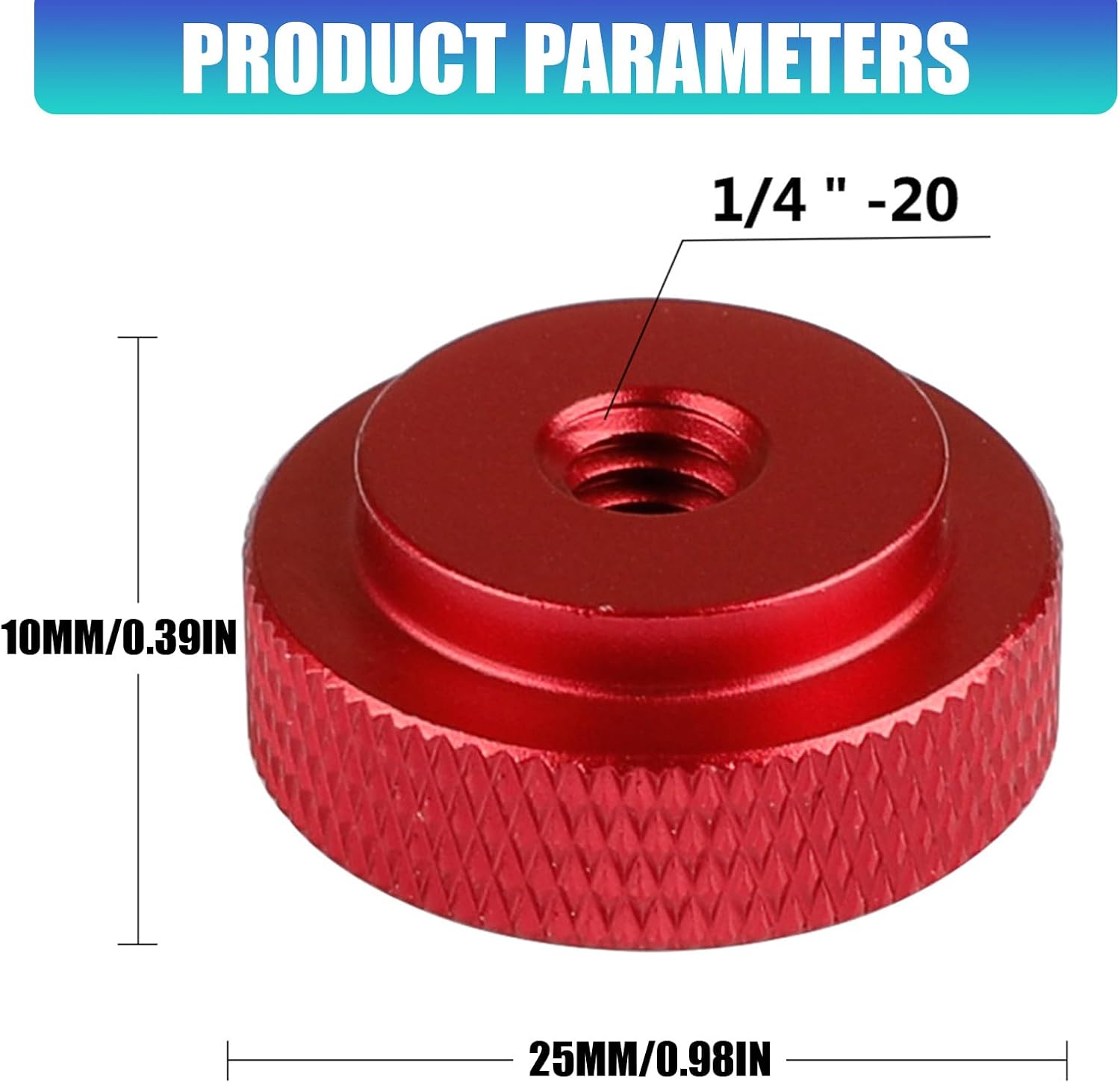 2Pcs Aluminum Knurled Step Thumb Nut Through Hole for DSLR, Black