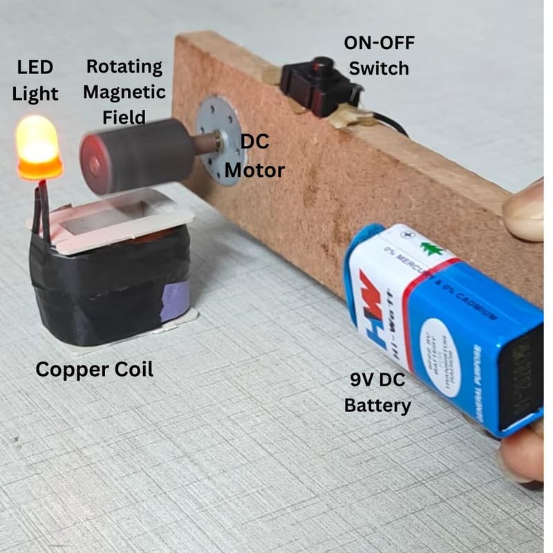 Image of ERH India Electromagnetic Induction Physics Mini Science Project Experiment Working Model DIY Kit for School Kids and Class 12 Students (Electromagnetic Induction Project)