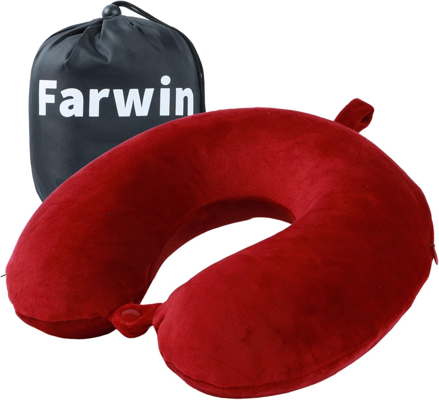 Far win Cuscino da viaggio, 100% pura memory foam, cuscino per il collo a forma di U, super leggero, portatile, ideale per sedia di aereo, auto, casa, ufficio, cuscino per dormire (rosso)