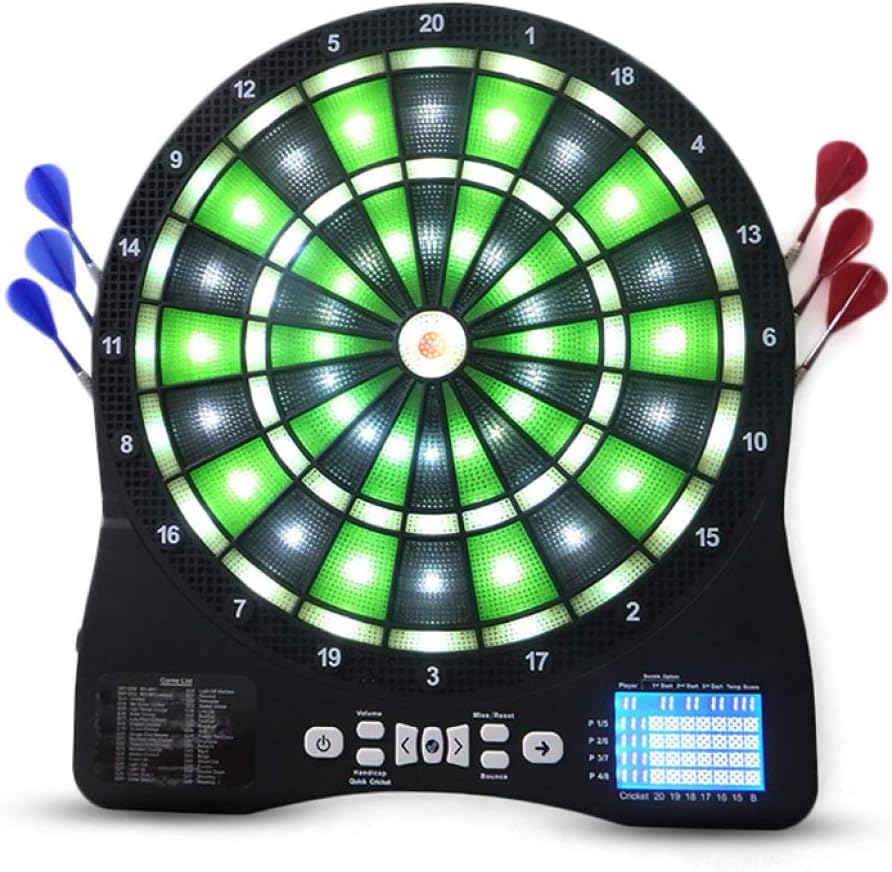 DPPAN Electronic Dartboard, LCD Display 13in Target Area 5 Volume Control, 48Games 300 Options, include 6 Darts 24 Tips for 8 Players