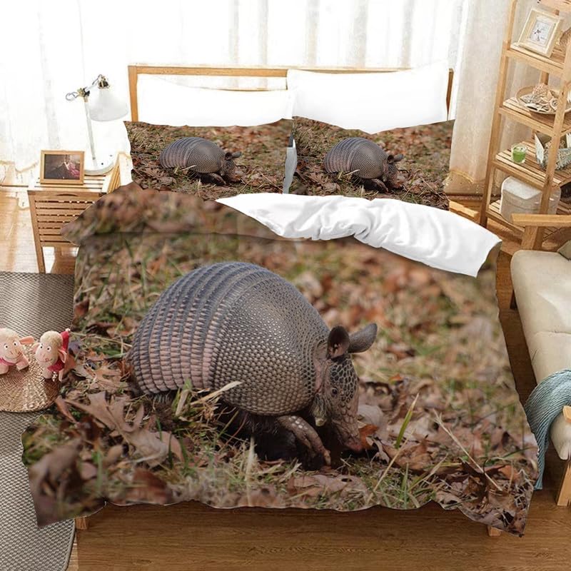 Funda nórdica de armadillo marrón 220x240 cm con dos fundas de almohada para cama 150