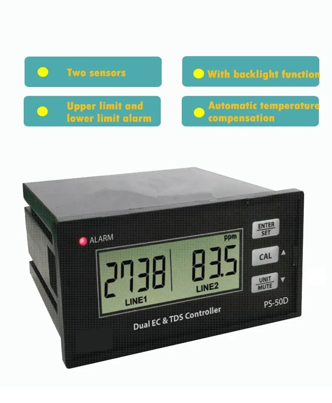 Instrumento Pluma de agua Conductividad Medidor de prueba dual 0-9999us/0.0-20.0Ms (Size : AC220V)