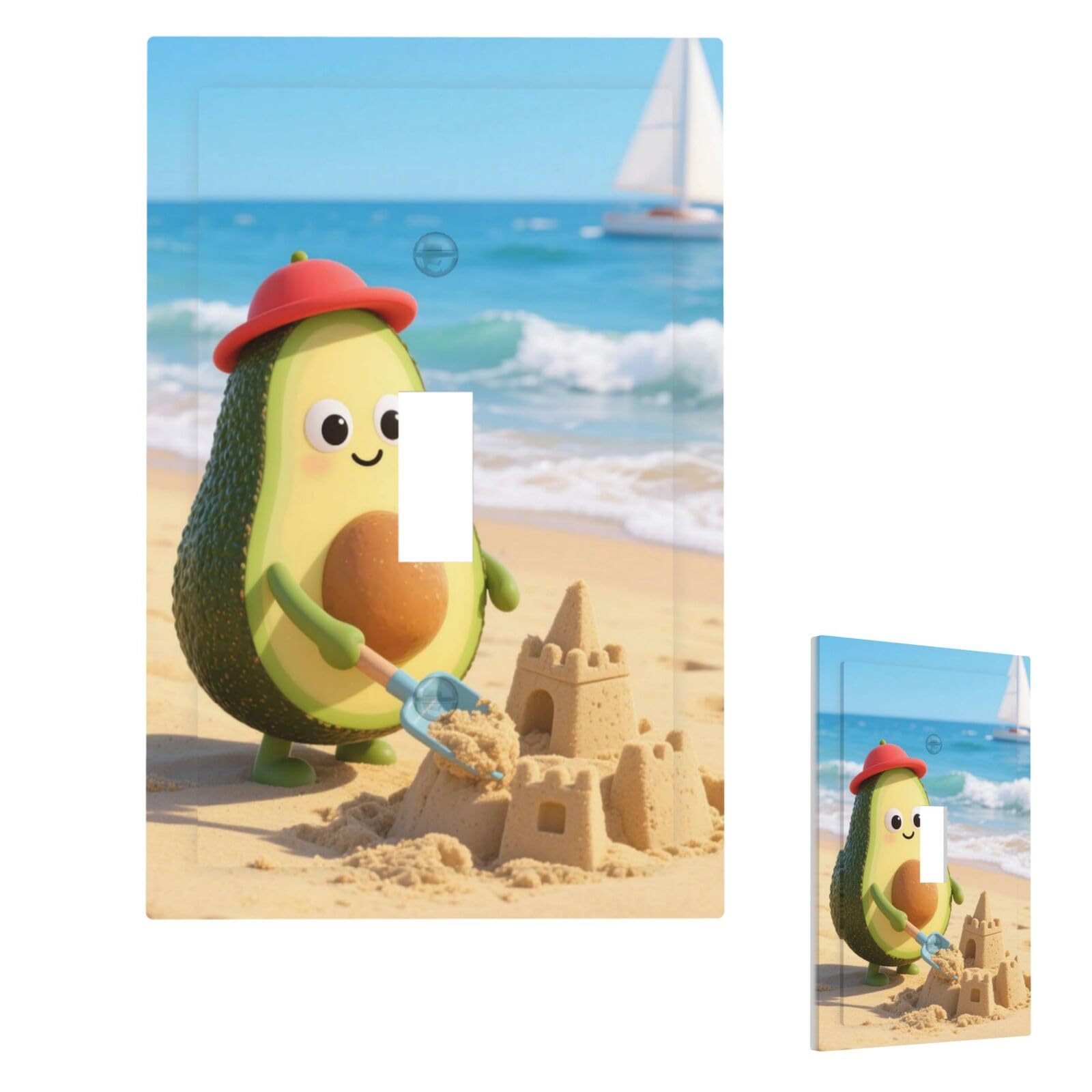Avocado Wall Plate Cover Modern Decorative 1 Gang Light Switch Cover Unbreakable Receptacle Outlet Covers For Living Room Bedroom Home Decor Single Toggle
