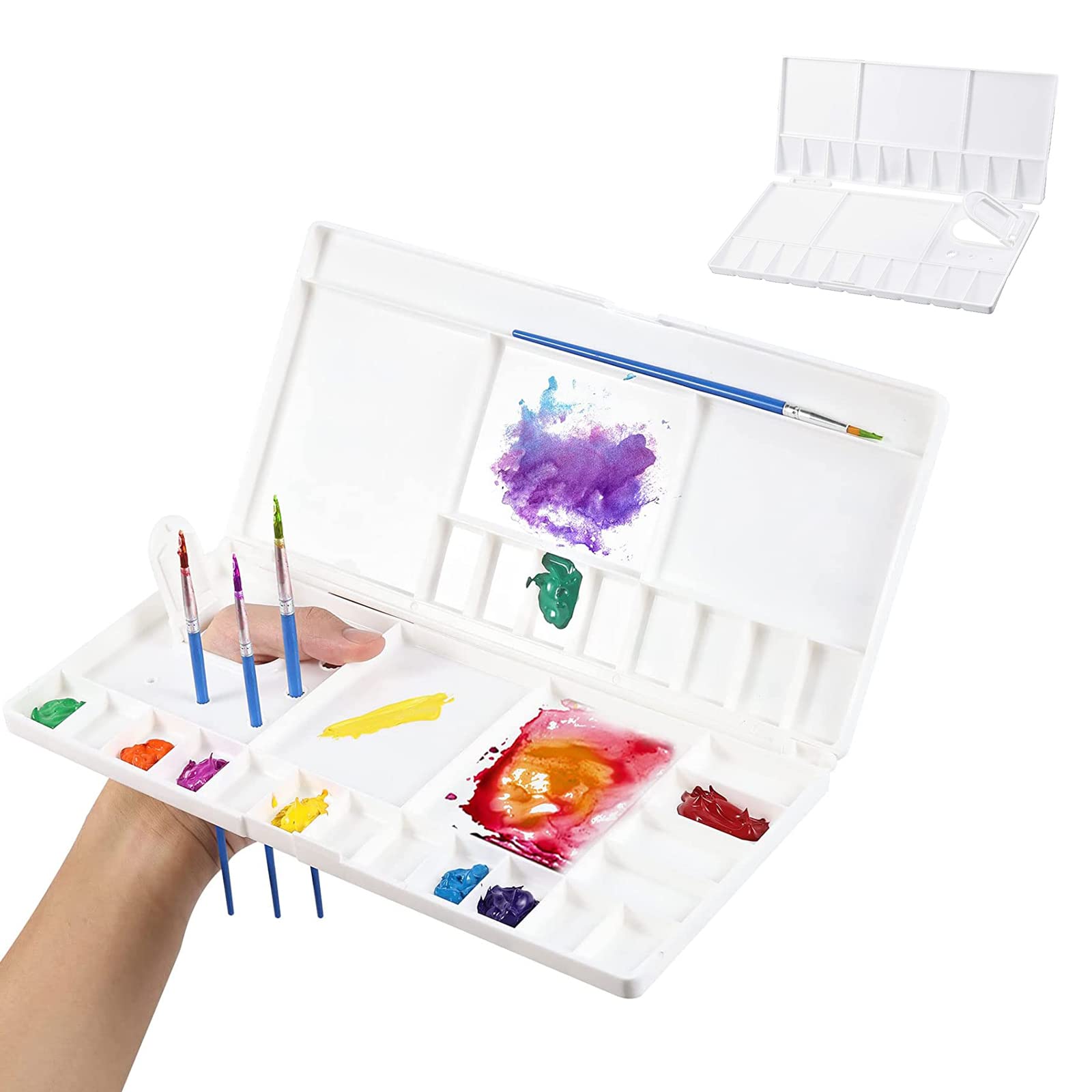 Buy Watercolor Palette, Large Watercolor Palette with 24 Wells and 5 Mixing Areas, Premium Paint