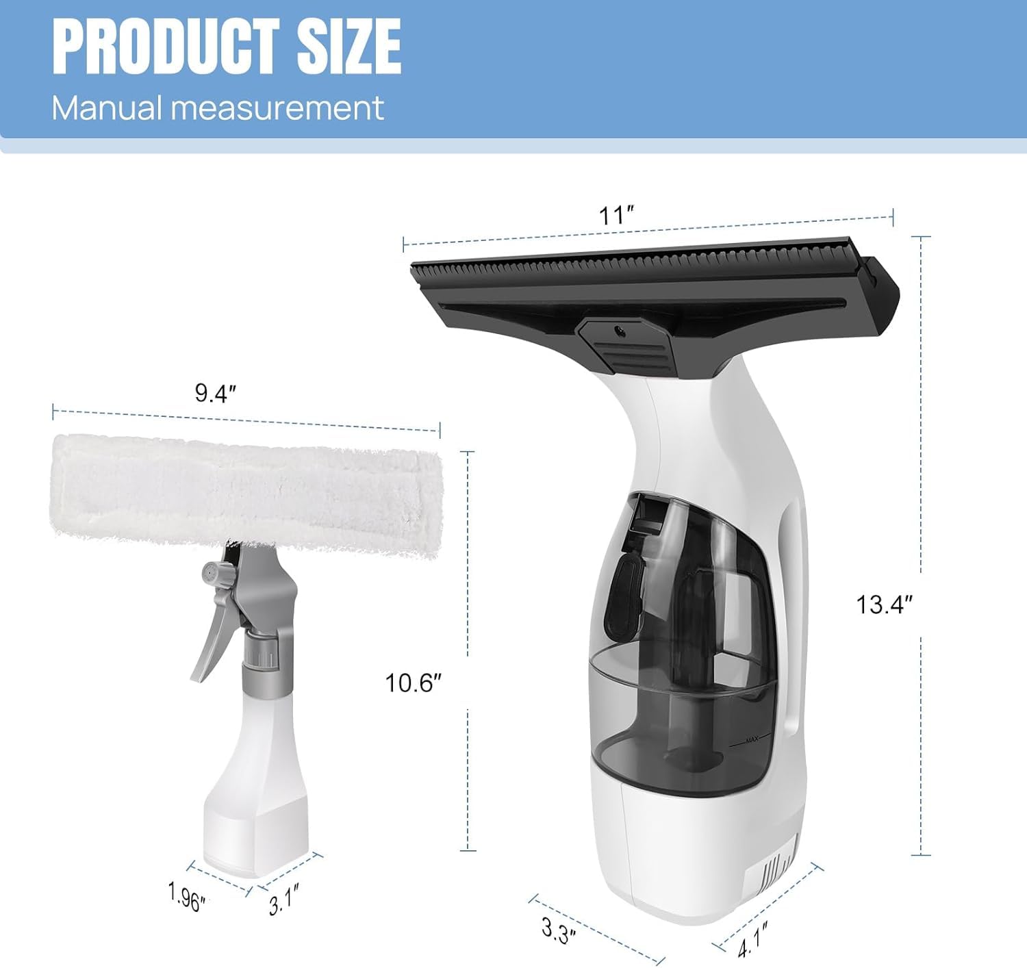 Aspirapolvere Portatile Ricaricabile con Flacone Spray E Panno in Microfibra - Perfetto per Finestre, Specchi, Piastrelle, Piani di Lavoro E Parabrezza Dellauto.