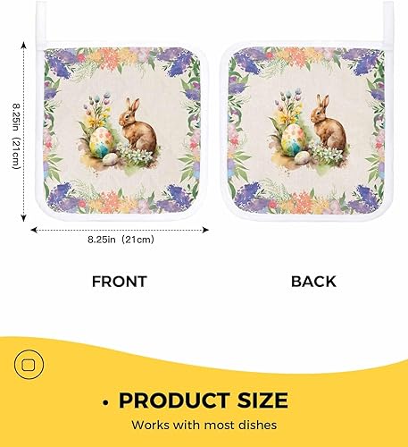 Miniatura 3 de 5 Packs Easter Bunny Egg Pot Holders Sets for Kitchen,Oven Pan Plate Bowl Pads Heat Proof Mat with Hanging Loop,Terry Cloth Potholders Soft Grip for