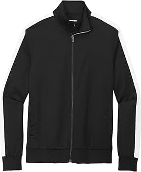 SPORT-TEK Unisex Tricot Sleeve Stripe Track Jacket, Black