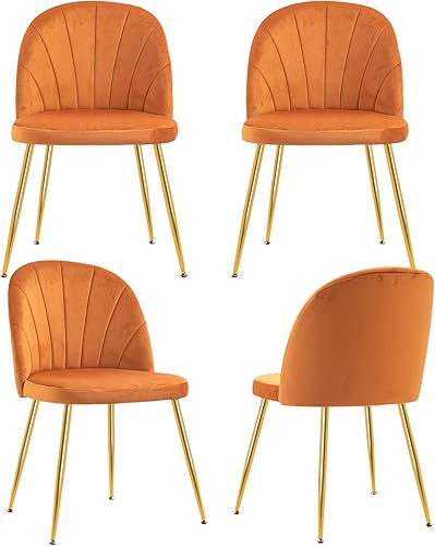 Miniatura 9 de Juego de 4 sillas de comedor, sillas de terciopelo modernas de mediados de siglo, sillas decorativas para sala de estar, dormitorio, sillas de club,